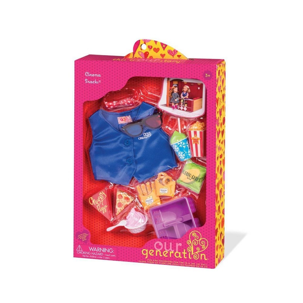 slide 4 of 4, Our Generation Cinema Snacks with Play Food Accessory Set for 18" Dolls, 1 ct