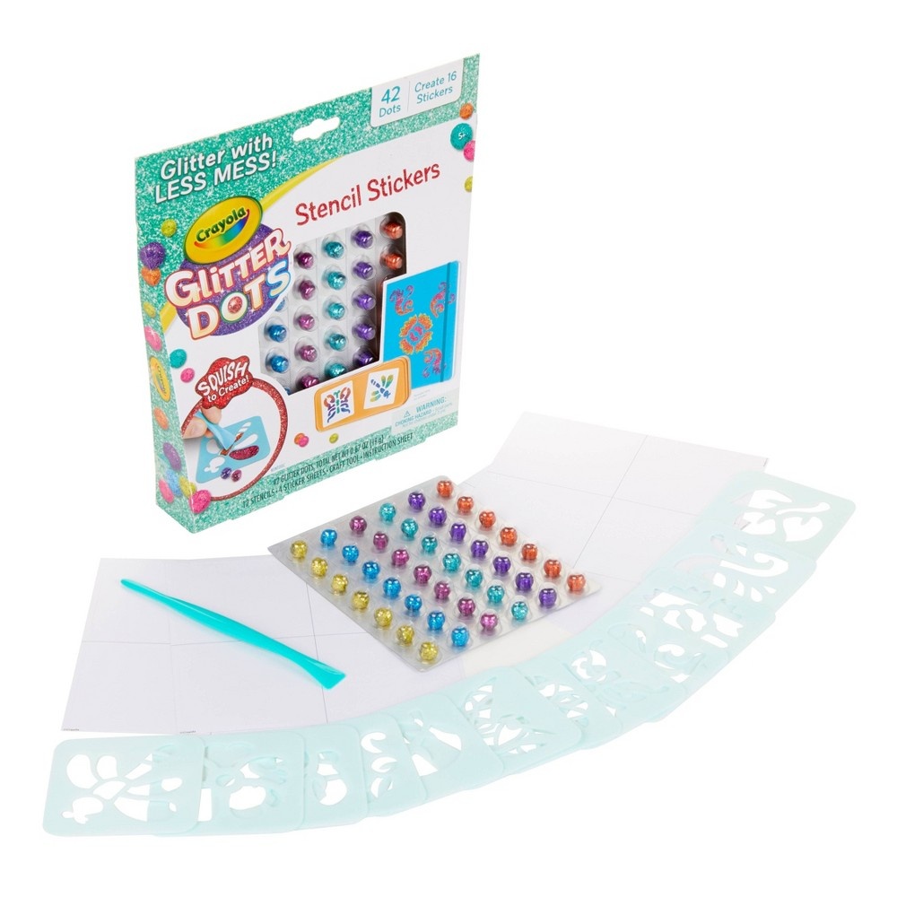 slide 4 of 7, Crayola Glitter Dots Sticker Stencils Activity Kit, 1 ct