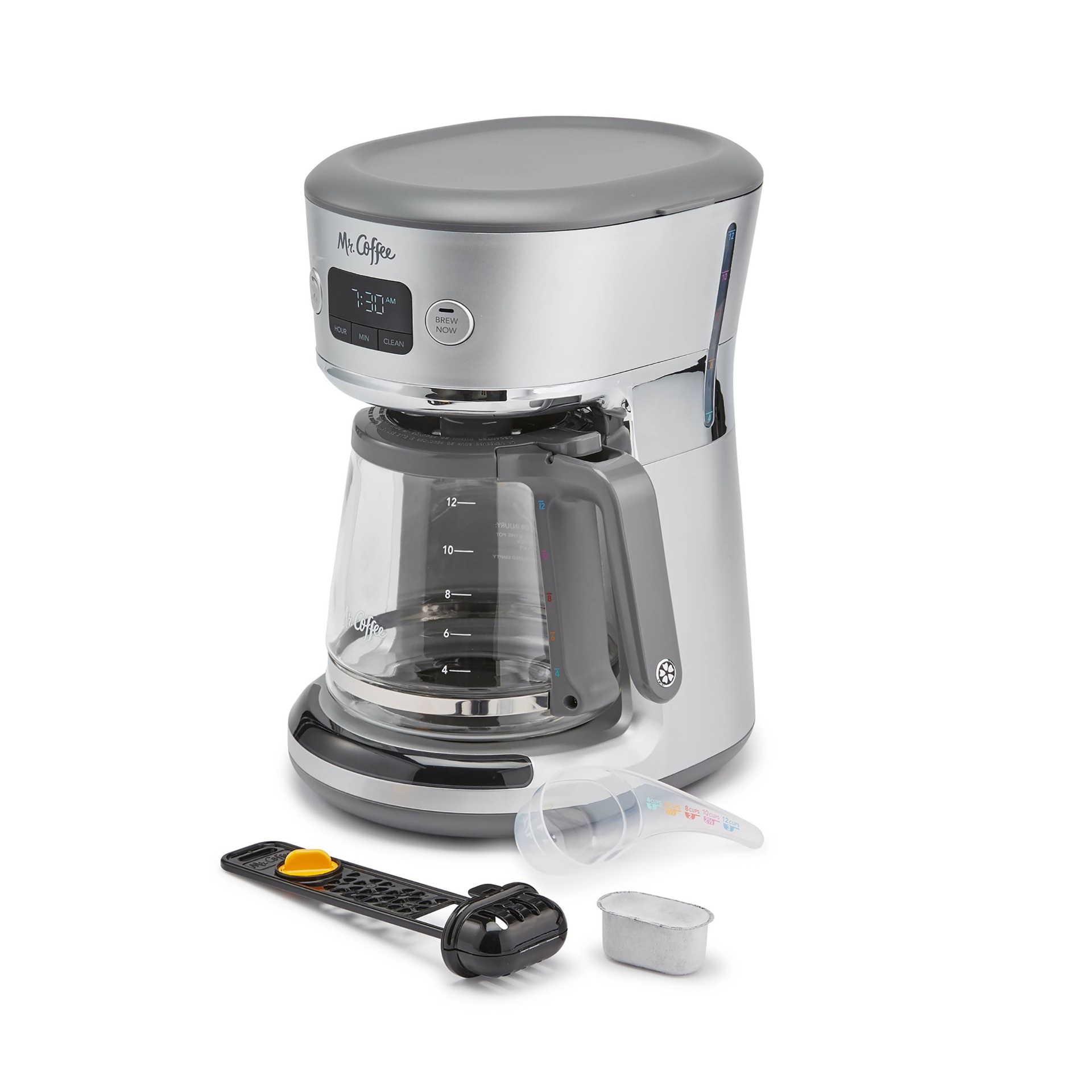 slide 1 of 7, Mr. Coffee Easy-Measure 12-Cup Programmable Coffee Maker - Silver, 1 ct