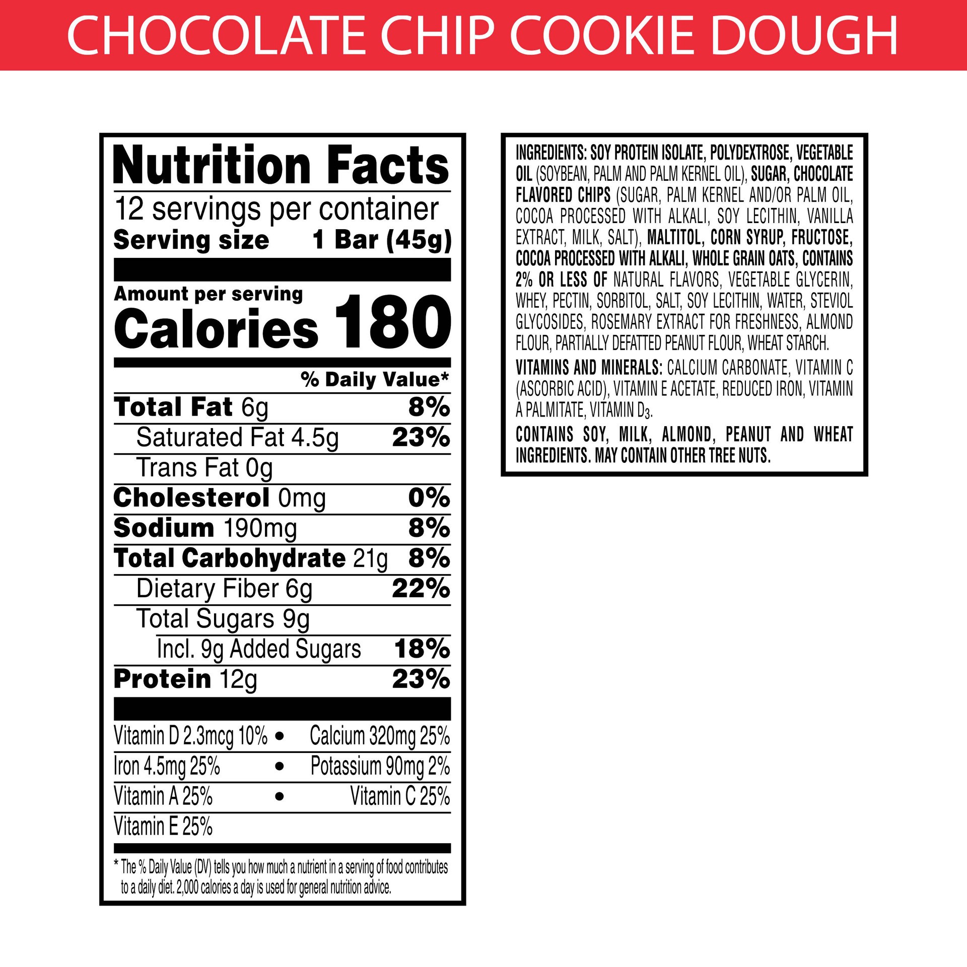 slide 4 of 5, Special K Bar Protein Meal Bars, 12g Protein Snacks, Meal Replacement, Chocolatey Chip Cookie Dough, 19oz Box, 12 Bars, 19 oz