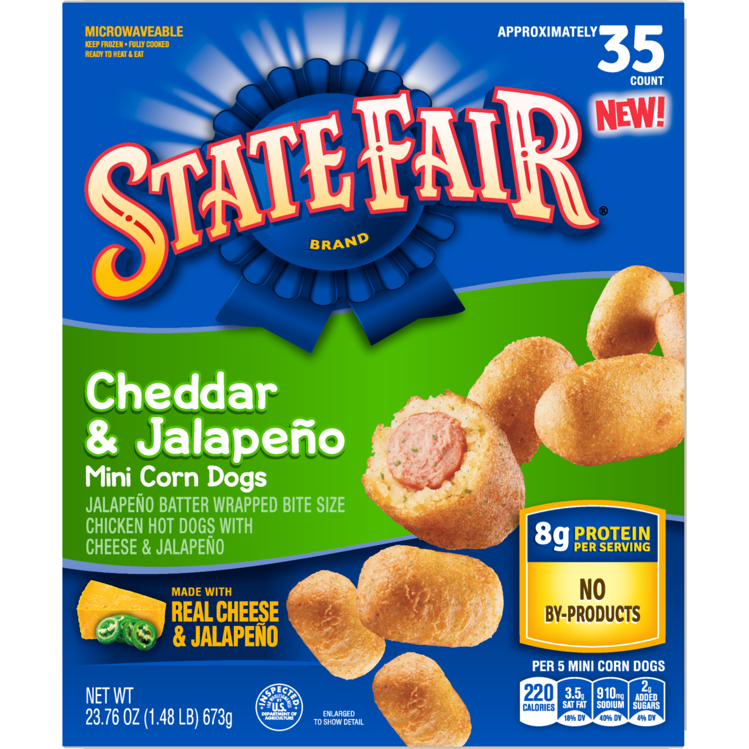 slide 5 of 8, State Fair Frozen Jalapeño & Cheddar Mini Corn Dogs, 23.76 oz, 23.76 oz