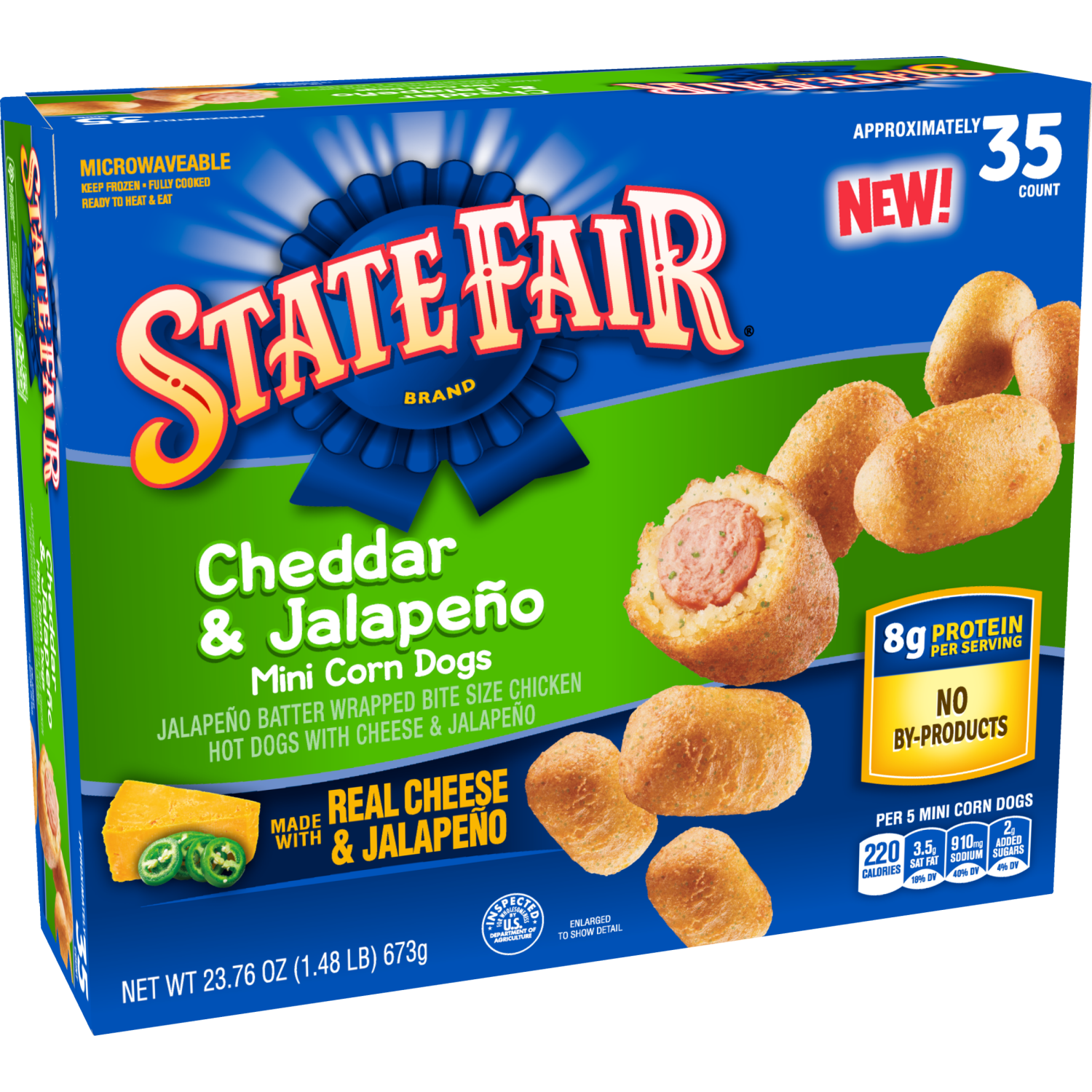slide 6 of 8, State Fair Frozen Jalapeño & Cheddar Mini Corn Dogs, 23.76 oz, 23.76 oz