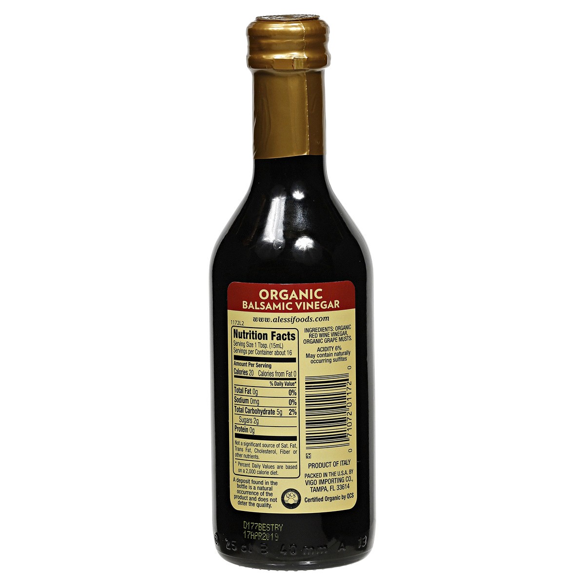 slide 2 of 2, Alessi Organic Red Balsamic Vinegar, 8.5 oz