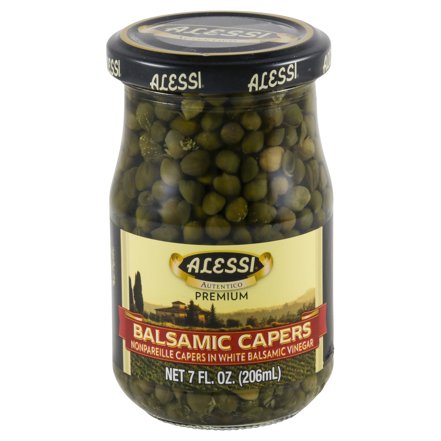 slide 1 of 3, Alessi Balsamic Capers, 7 oz
