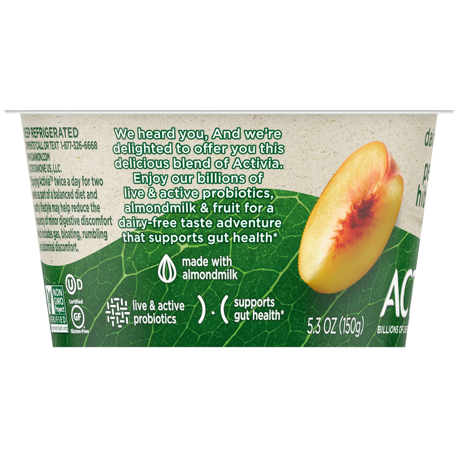 slide 3 of 7, Activia Peach Hibiscus Almond Milk Yogurt Alternative, 5.3 oz