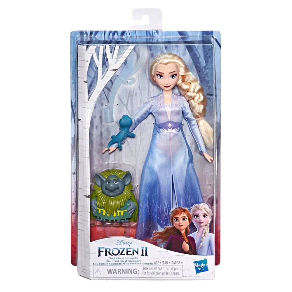 slide 2 of 2, Disney Frozen 2 Elsa Fashion Doll In Travel Outfit With Pabbie and Salamander Figures, 4 ct