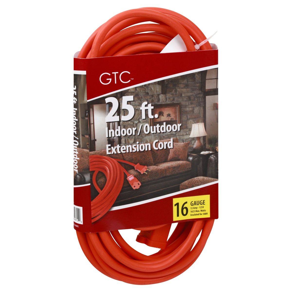 slide 2 of 8, GTC Orange Indoor/OutdoorExtension Cord, 25 ft