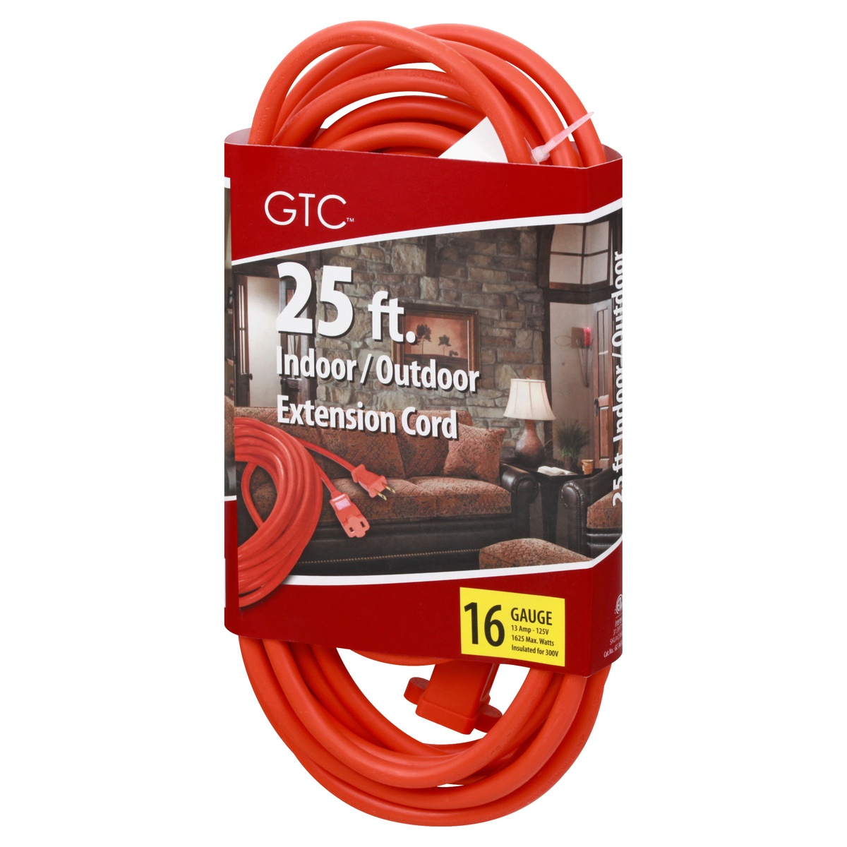 slide 3 of 8, GTC Orange Indoor/OutdoorExtension Cord, 25 ft