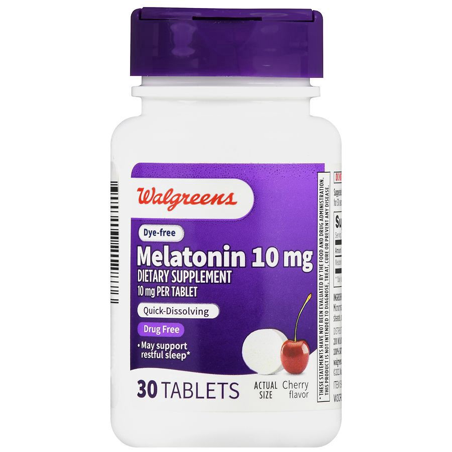 slide 5 of 5, Walgreens Dye-Free Melatonin 10 mg Cherry, 30 ct