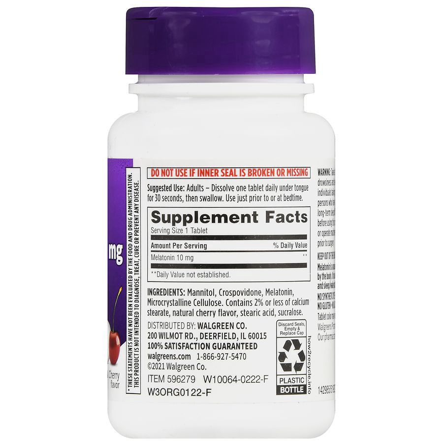 slide 4 of 5, Walgreens Dye-Free Melatonin 10 mg Cherry, 30 ct