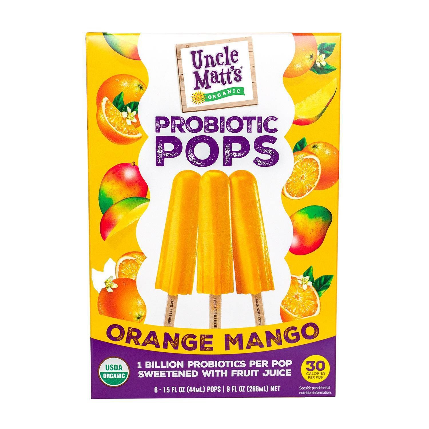 slide 1 of 1, Uncle Matt's Orange Mango Probiotic Frozen Pops, 9 oz
