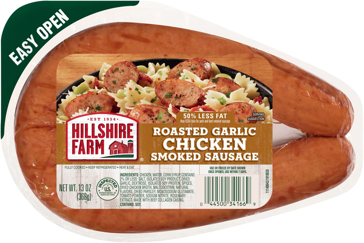slide 4 of 7, Hillshire Farm Chicken Smoked Sausage, Roasted Garlic, 13 oz., 368.54 g