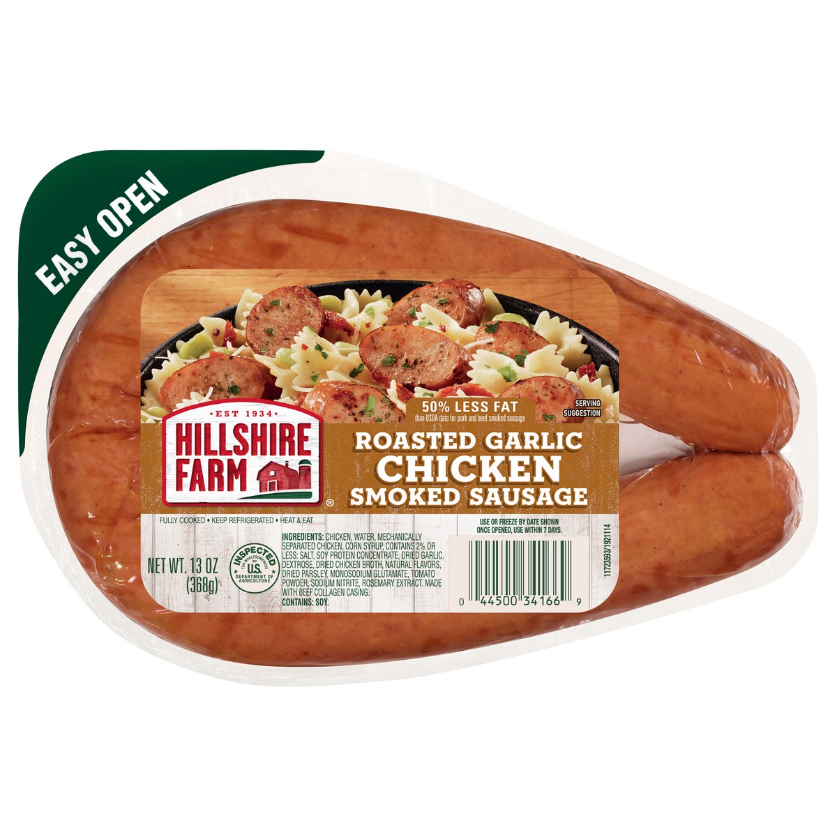 slide 1 of 7, Hillshire Farm Chicken Smoked Sausage, Roasted Garlic, 13 oz., 368.54 g
