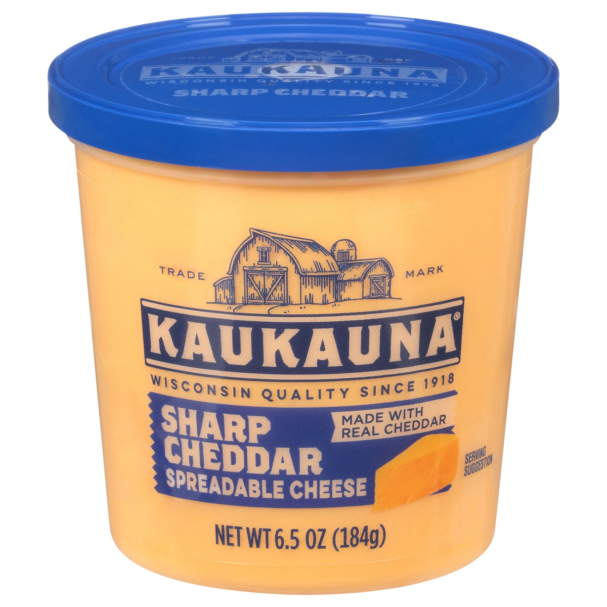 slide 1 of 1, Kaukauna Sharp Cheddar Spreadable Cheese Cup, 6.5 oz, 7.2 oz