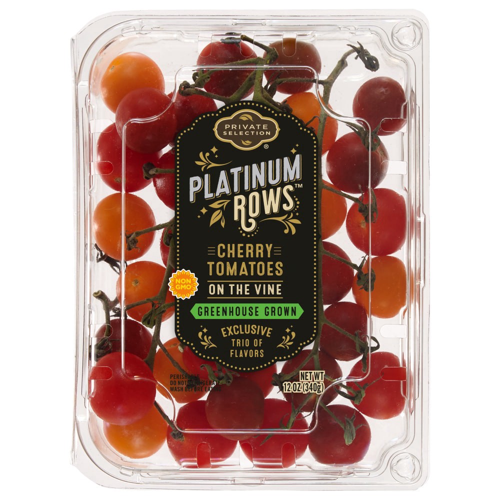 slide 1 of 3, Private Selection Platinum Rows Cherry Tomatoes On The Vine, 12 oz