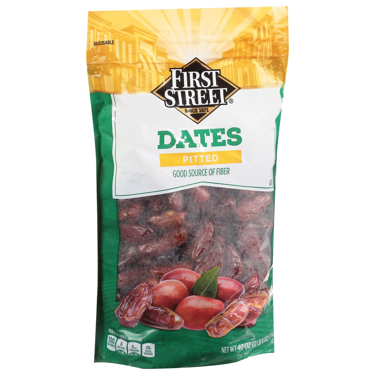 slide 2 of 4, First Street Pitted Dates, 40 oz