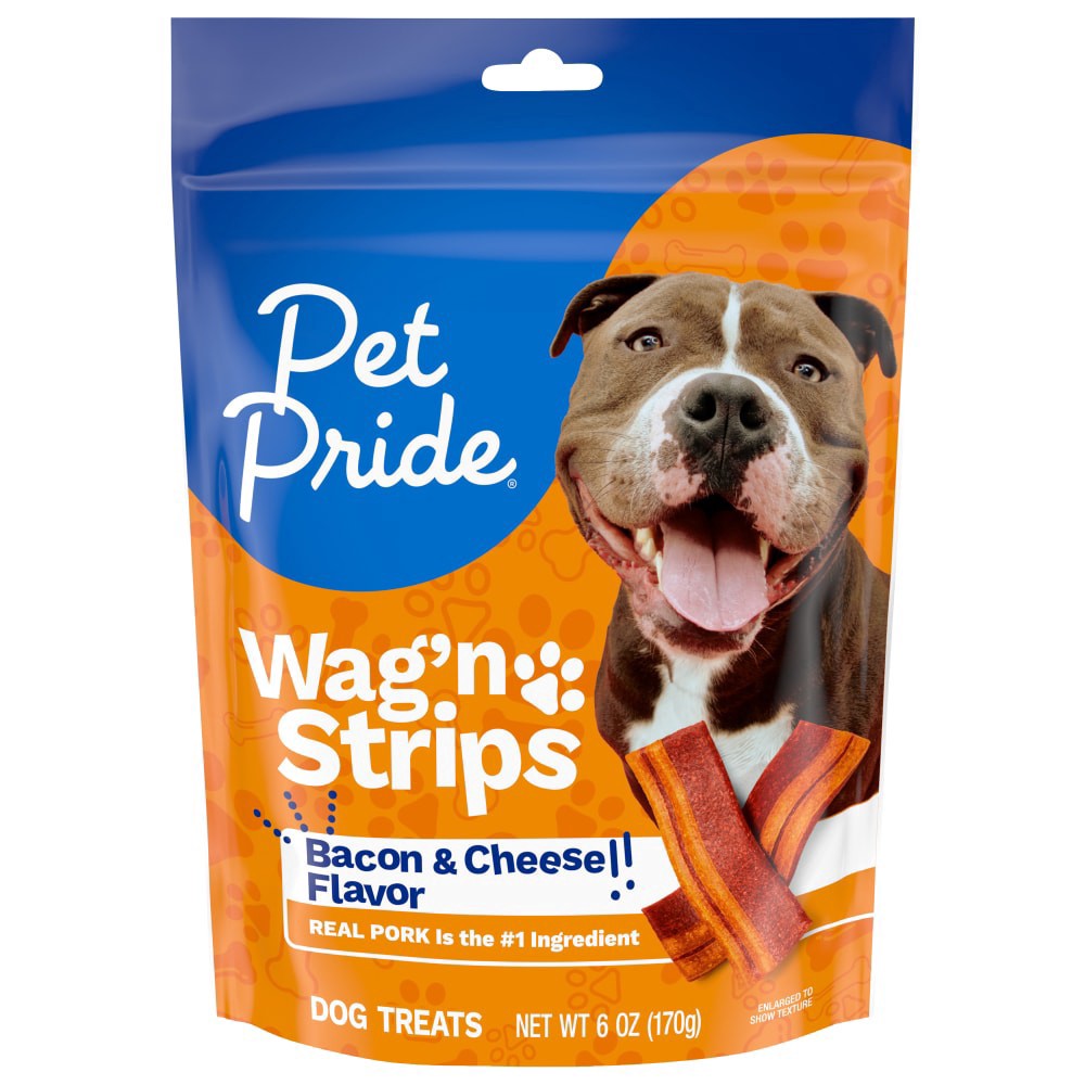 slide 2 of 2, Pet Pride Bacon And Cheese Flavor Wag'N Strips Dog Treats, 6 oz