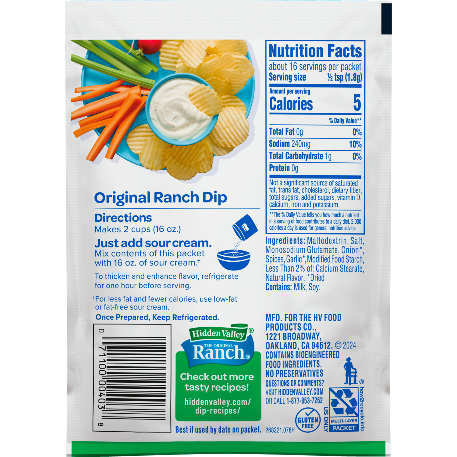 slide 2 of 8, Hidden Valley Original Ranch Dips Mix Packet, 1 oz