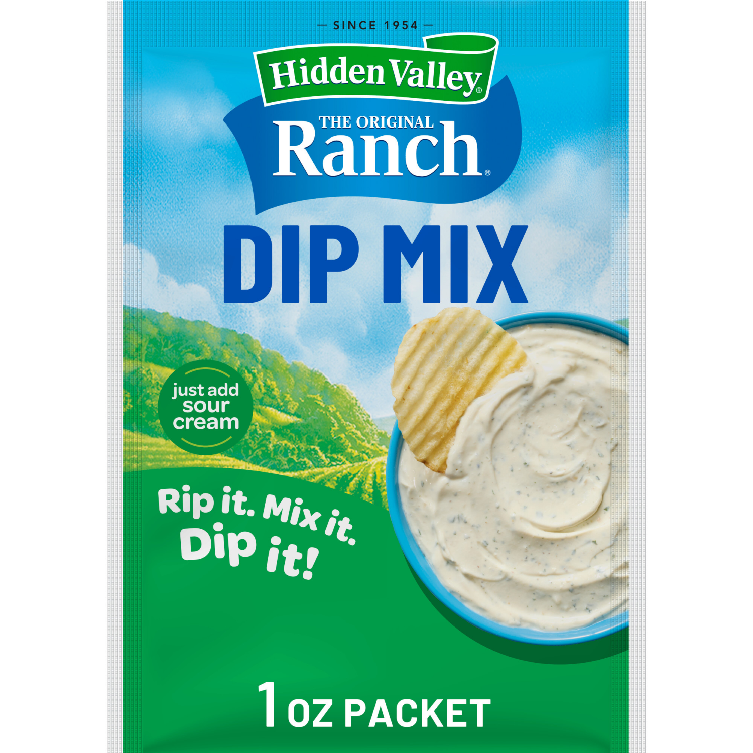 slide 1 of 8, Hidden Valley Original Ranch Dips Mix Packet, 1 oz