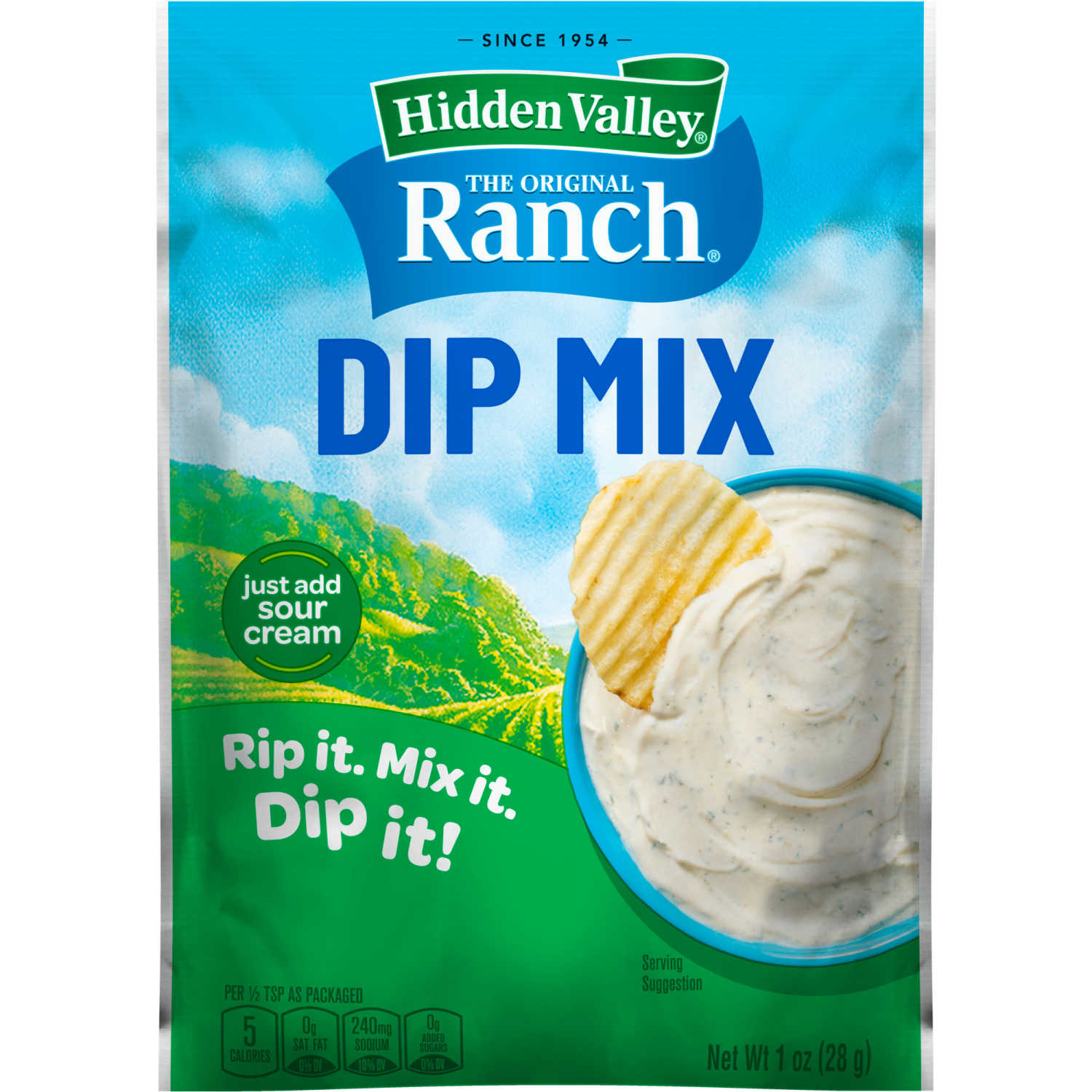 slide 6 of 8, Hidden Valley Original Ranch Dips Mix Packet, 1 oz