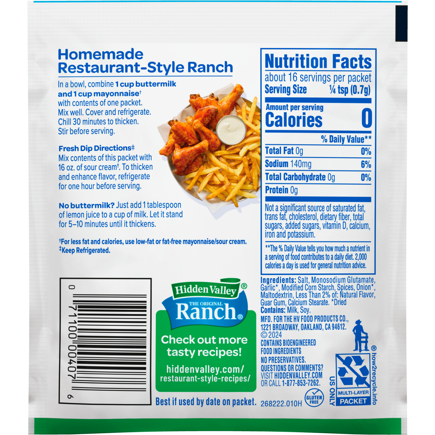 slide 2 of 8, Hidden Valley Buttermilk Ranch Salad Dressing & Seasoning Mix Packet, 0.4 oz