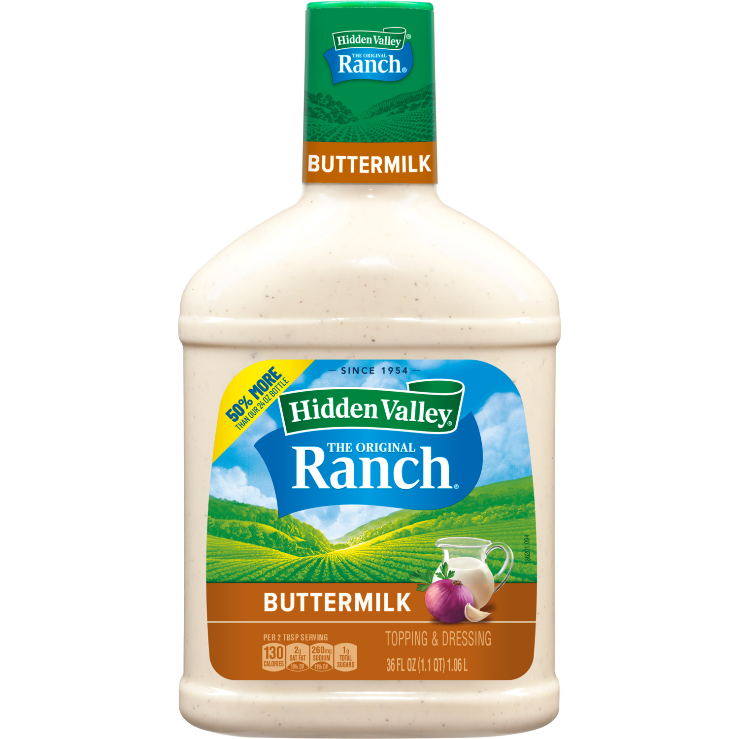 slide 6 of 8, Hidden Valley Buttermilk Ranch Salad Dressing & Topping, Gluten Free - 36 Ounce Bottle, 36 oz