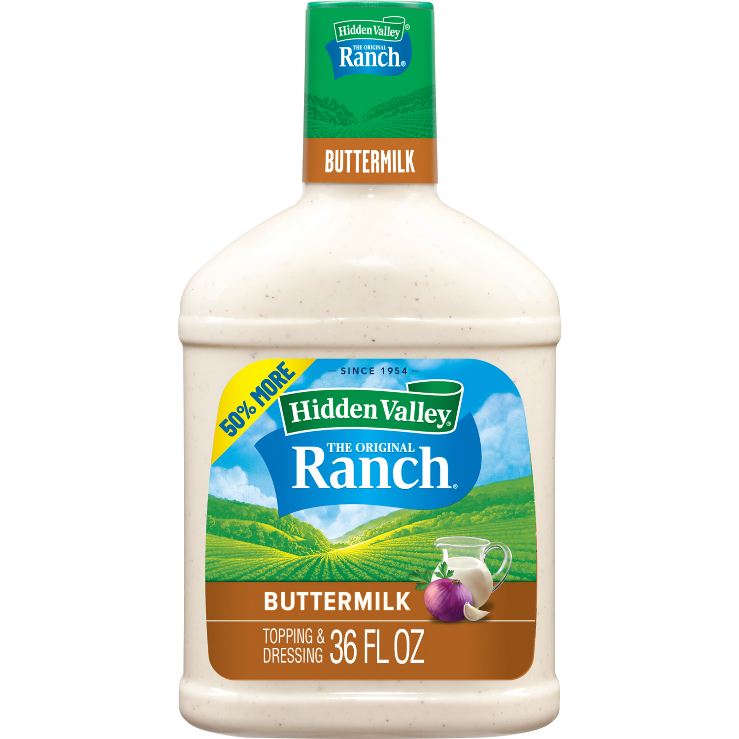slide 1 of 8, Hidden Valley Buttermilk Ranch Salad Dressing & Topping, Gluten Free - 36 Ounce Bottle, 36 oz