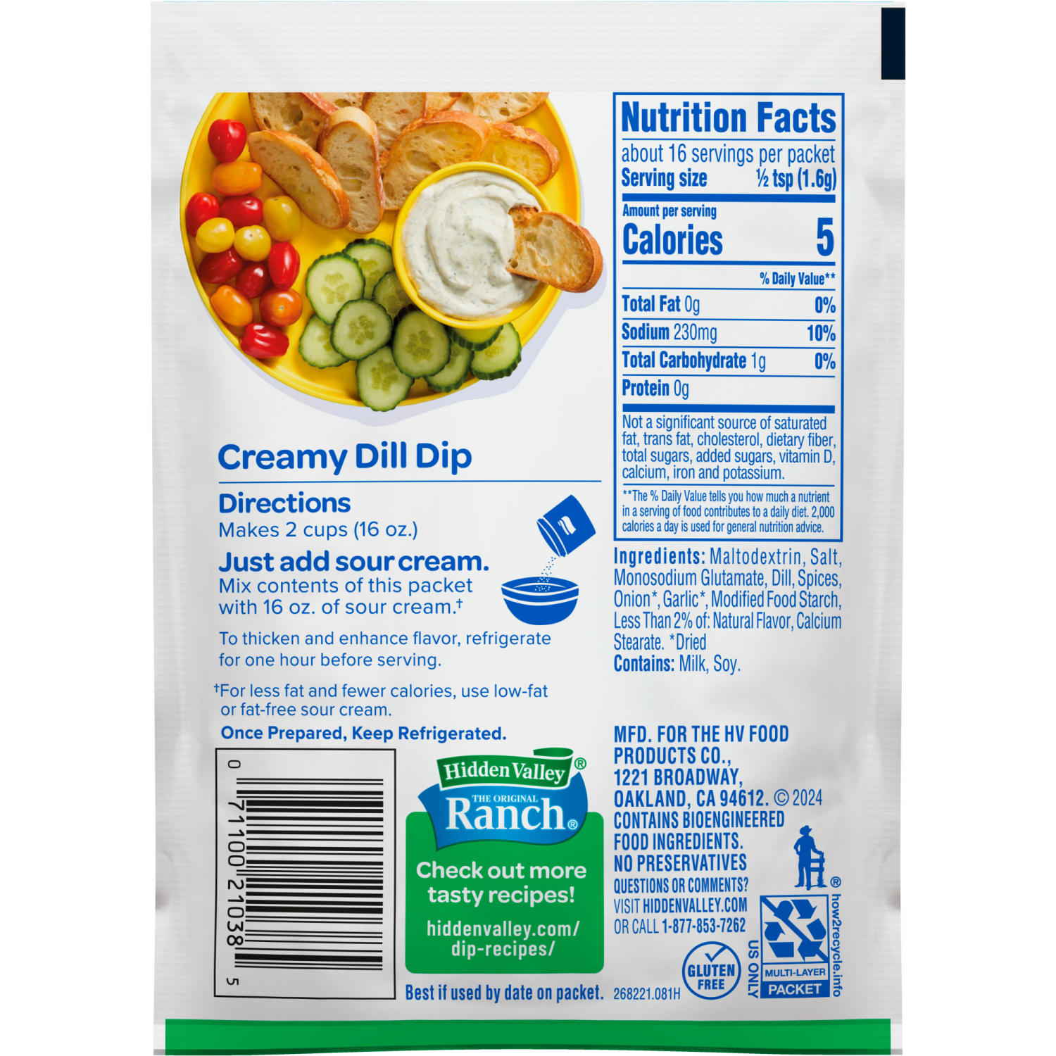 slide 2 of 8, Hidden Valley The Original Ranch Thick & Creamy Creamy Dill Dips Mix 0.9 oz, 0.9 oz