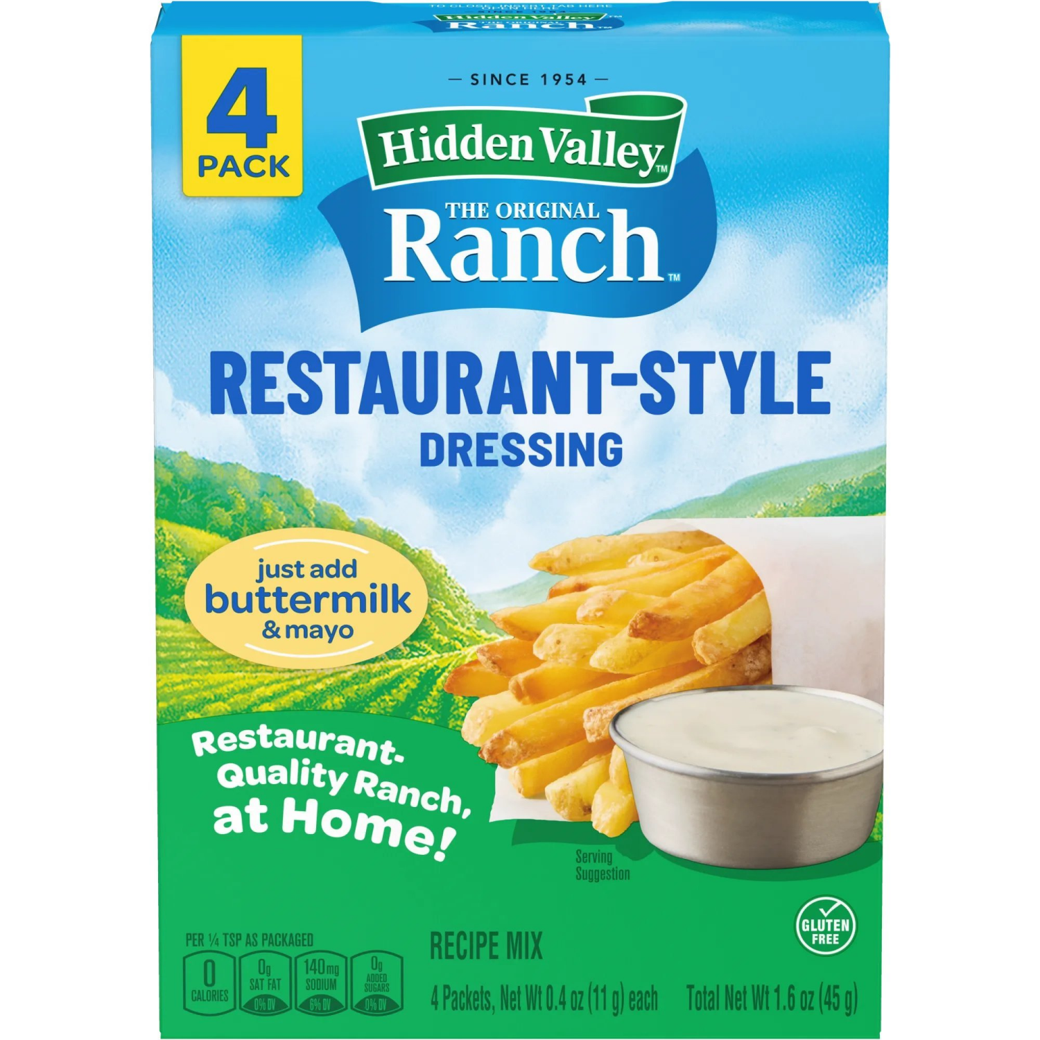 slide 6 of 8, Hidden Valley Buttermilk Ranch Salad Dressing & Seasoning Mix Packets, 4 ct