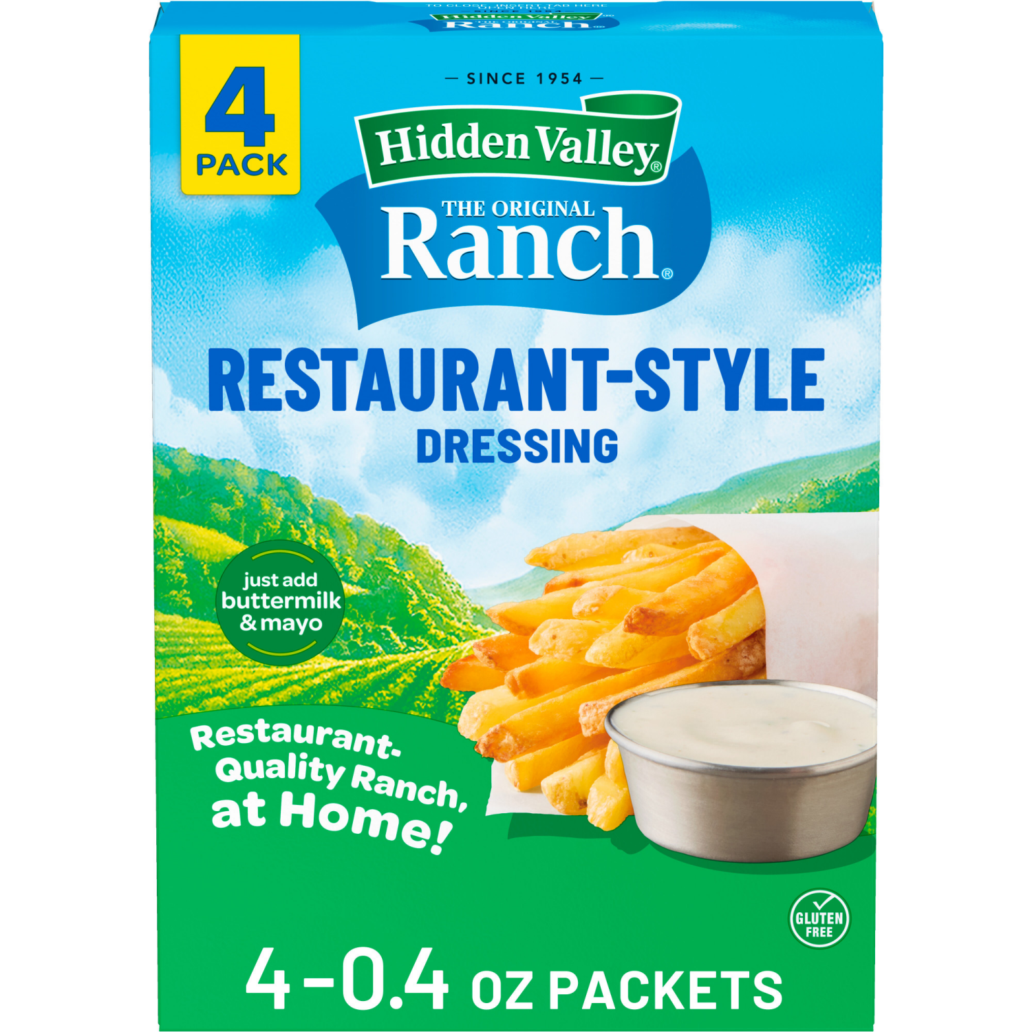 slide 1 of 8, Hidden Valley Buttermilk Ranch Salad Dressing & Seasoning Mix Packets, 4 ct