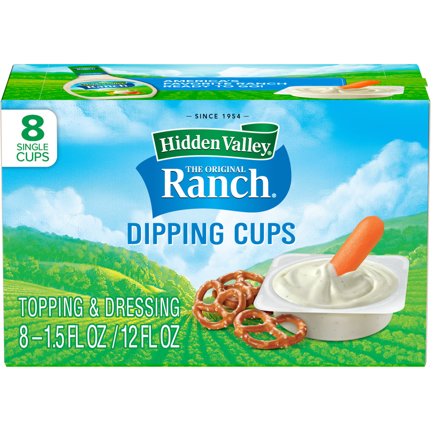 slide 1 of 8, Hidden Valley The Original Ranch Dipping Cups Topping & Dressing 8 ea, 8 ct