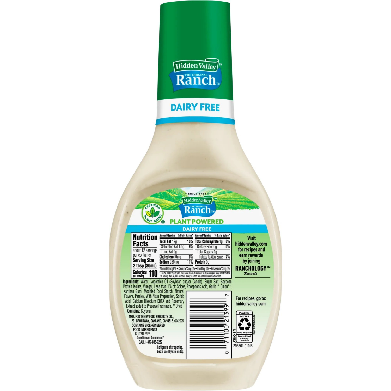 slide 2 of 8, Hidden Valley The Original Ranch Vegan Plant Powered Dairy Free Ranch Dressing, 12 fl oz