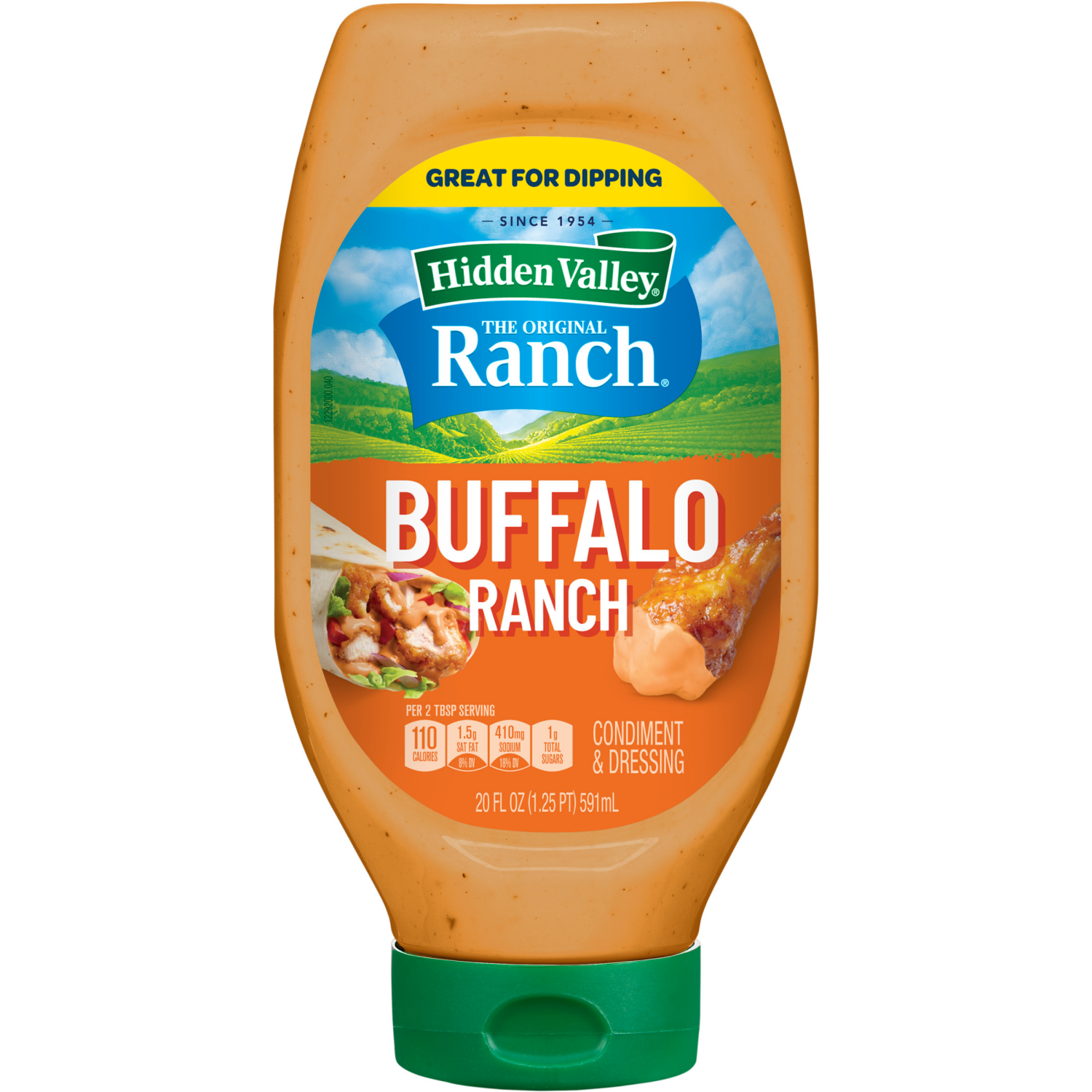 slide 6 of 8, Hidden Valley Easy Squeeze Buffalo Ranch Topping and Dressing, 20 Fluid Ounces, 20 fl oz