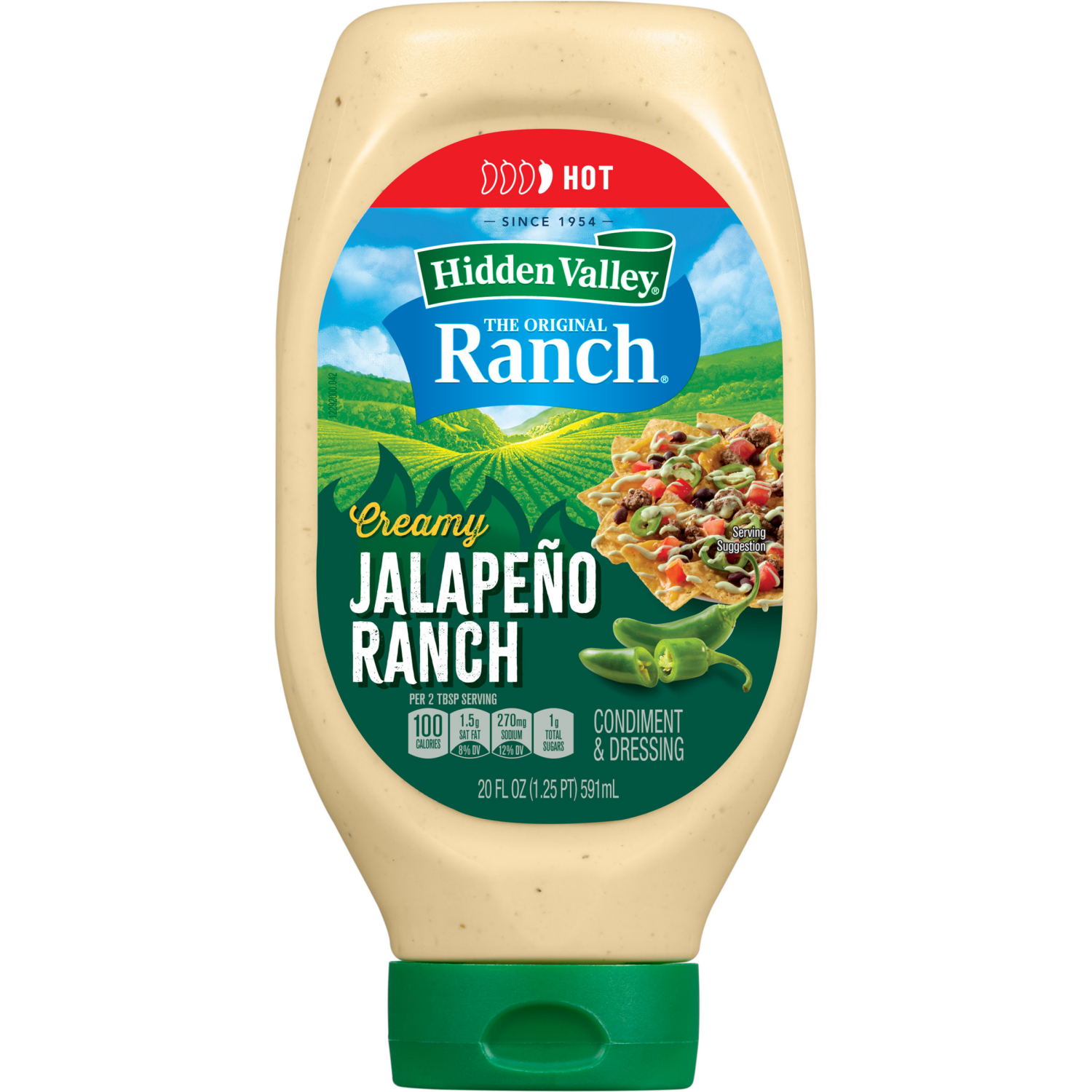 slide 1 of 8, Hidden Valley Creamy Jalapeño Ranch Condiment and Dressing, 20 fl oz