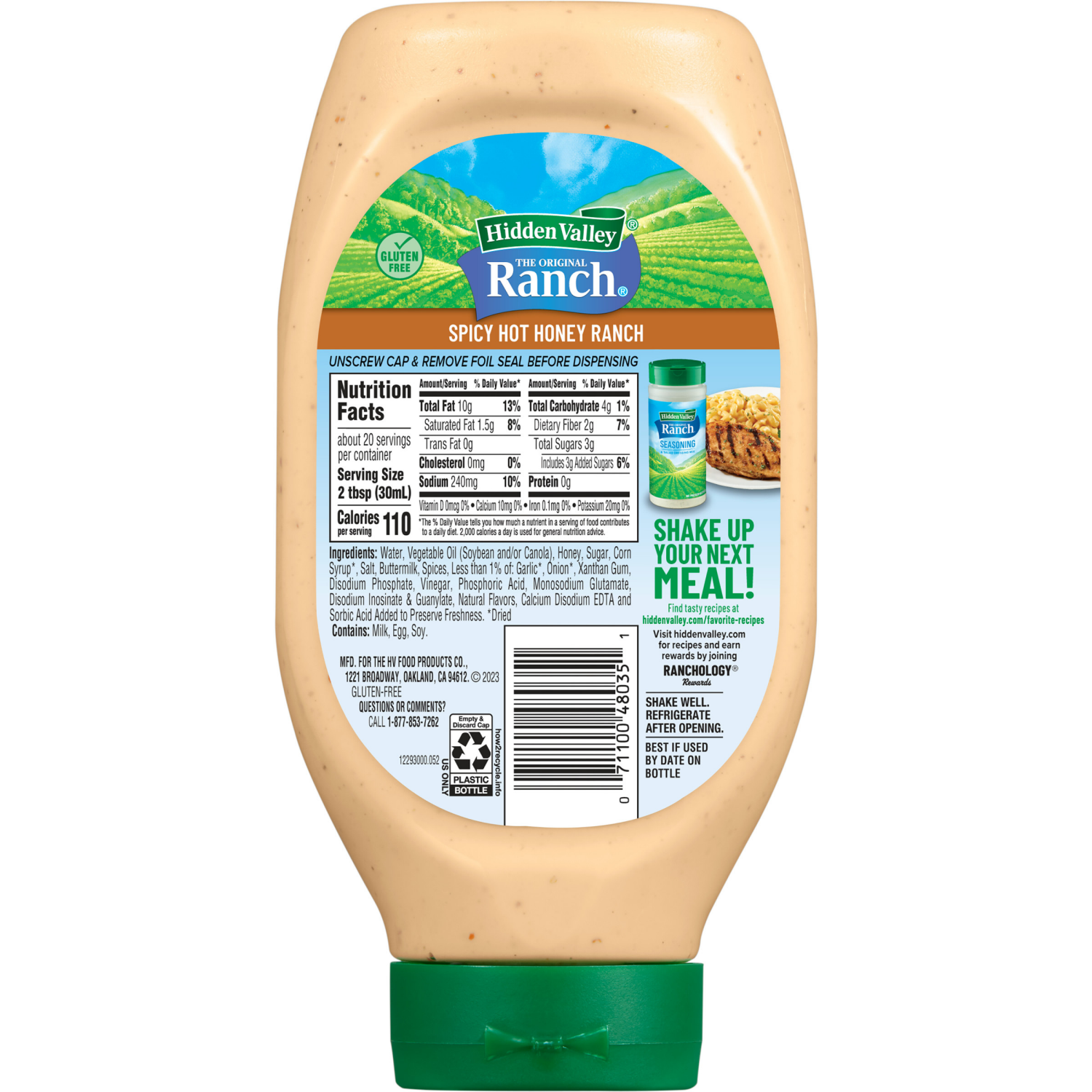 slide 2 of 8, Hidden Valley Spicy Hot Honey Ranch Condiment and Dressing, 20 fl oz
