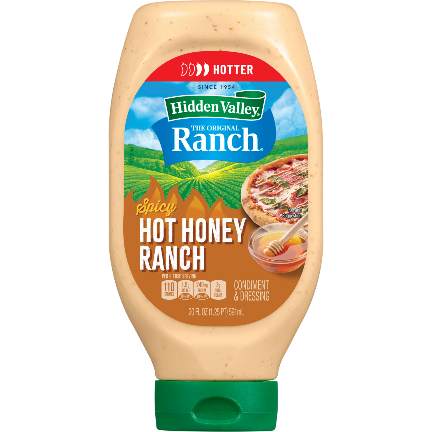 slide 1 of 8, Hidden Valley Spicy Hot Honey Ranch Condiment and Dressing, 20 fl oz
