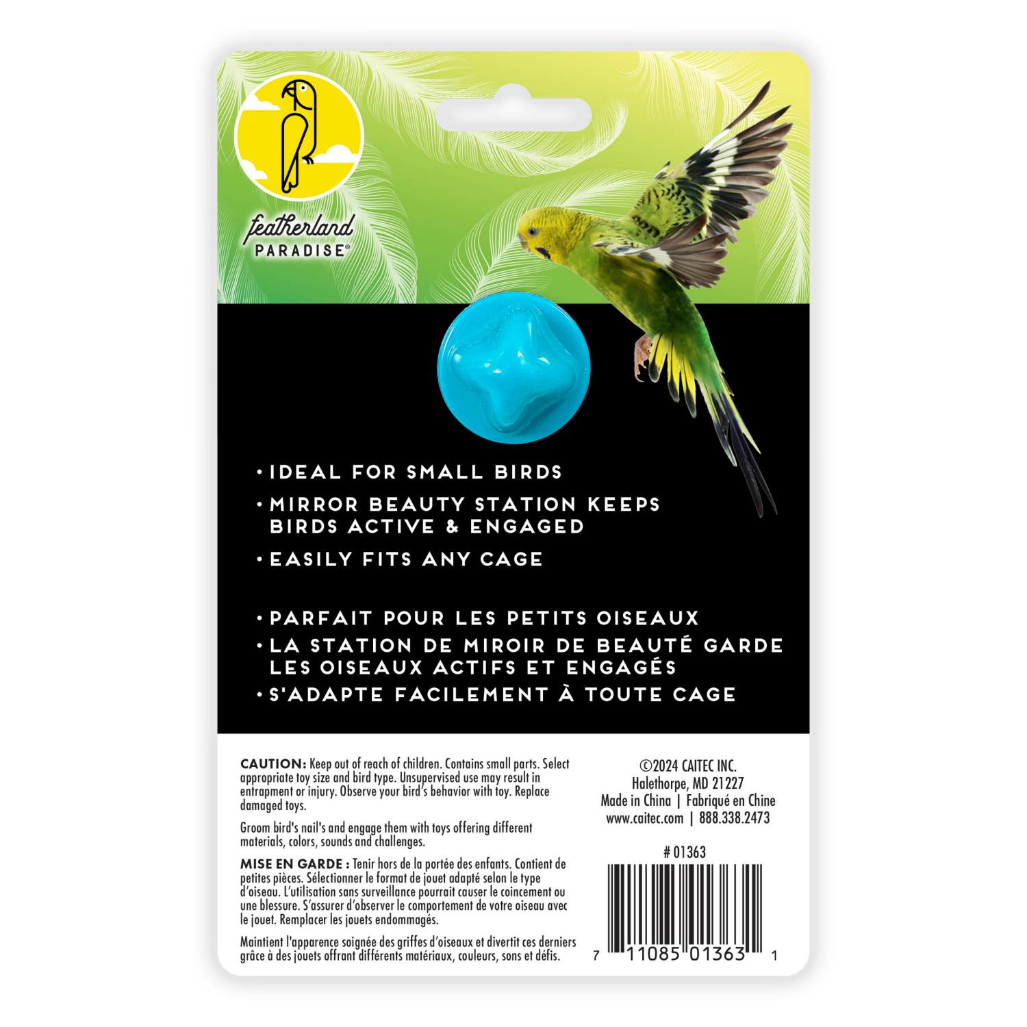 slide 2 of 3, Featherland Paradise Triple Mirror with Perch Bird Toy, 1 ct