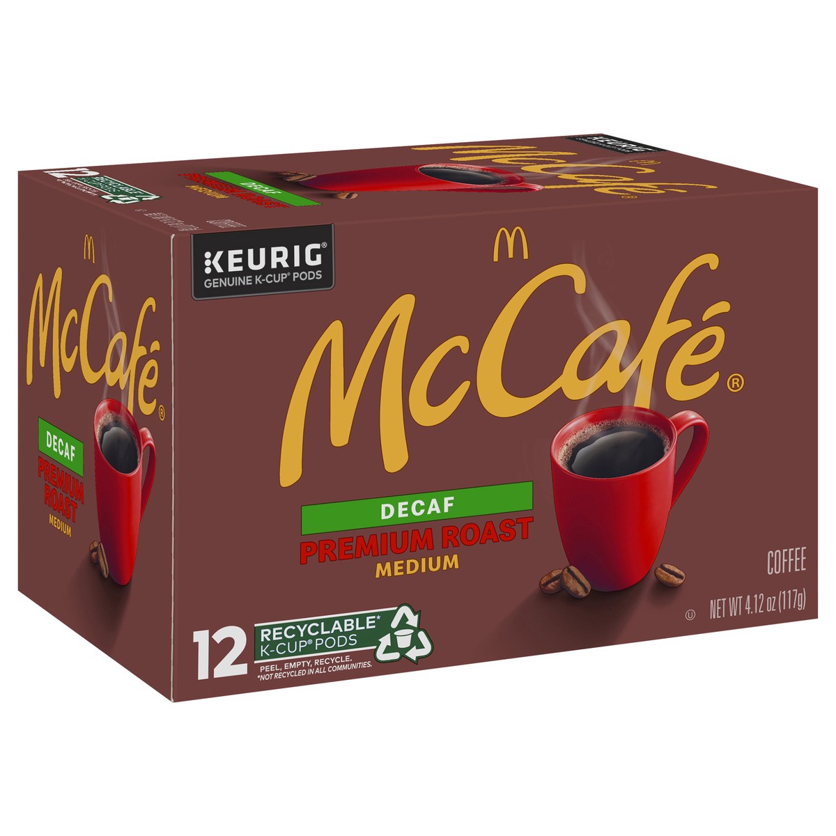 slide 4 of 5, McCafé Premium Roast Decaf Coffee, Single Serve Keurig K-Cup Pods, Decaffeinated, 12 Count, 12 ct