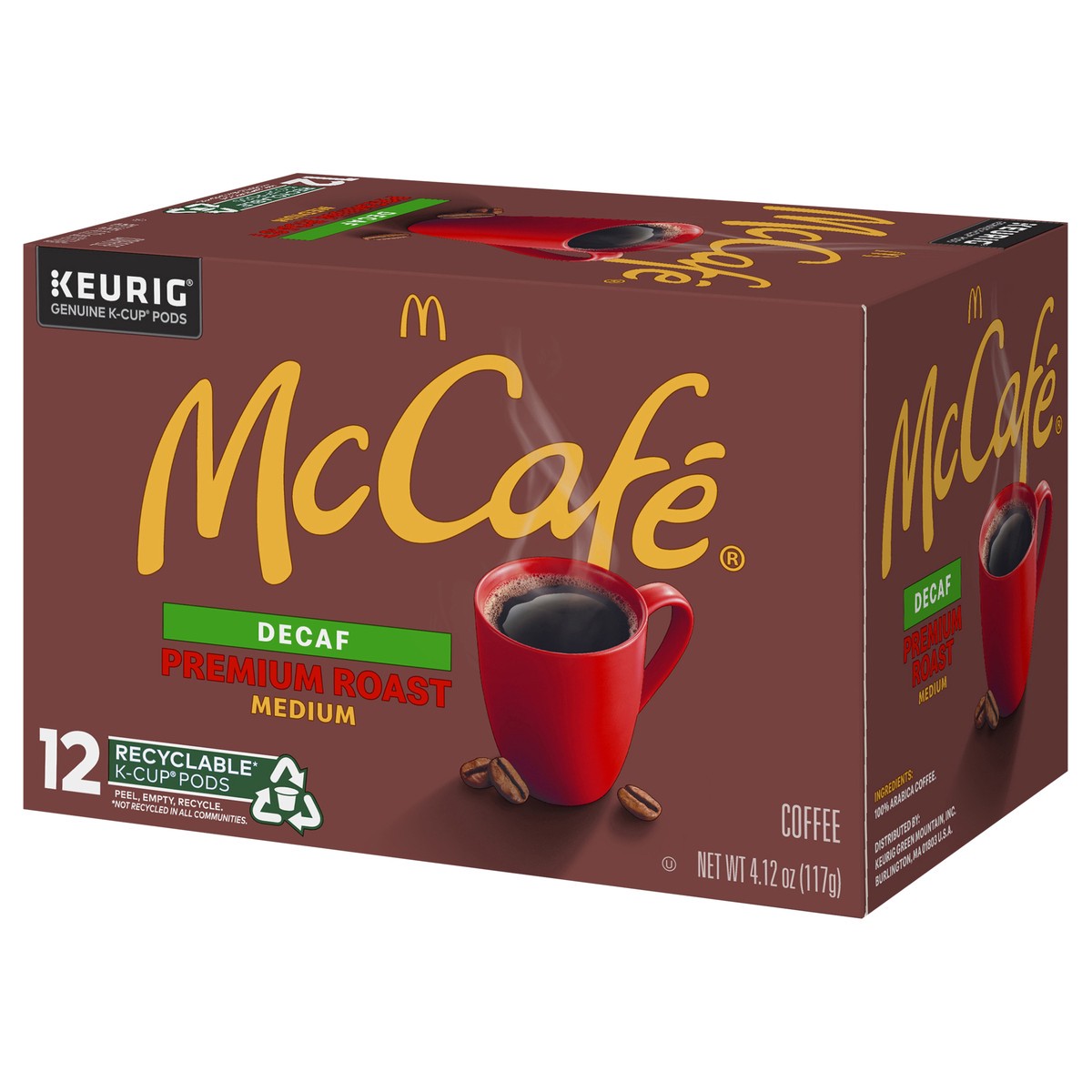 slide 3 of 5, McCafé Premium Roast Decaf Coffee, Single Serve Keurig K-Cup Pods, Decaffeinated, 12 Count, 12 ct