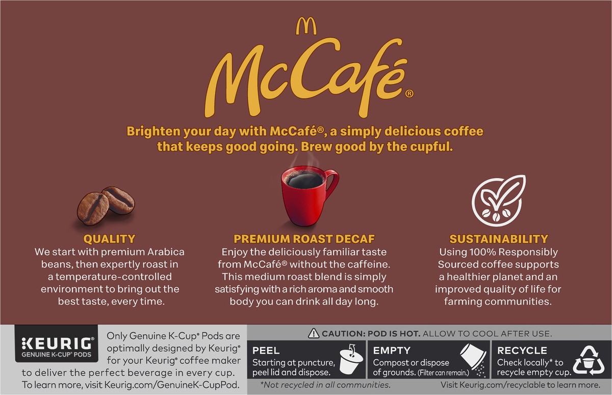 slide 2 of 5, McCafé Premium Roast Decaf Coffee, Single Serve Keurig K-Cup Pods, Decaffeinated, 12 Count, 12 ct