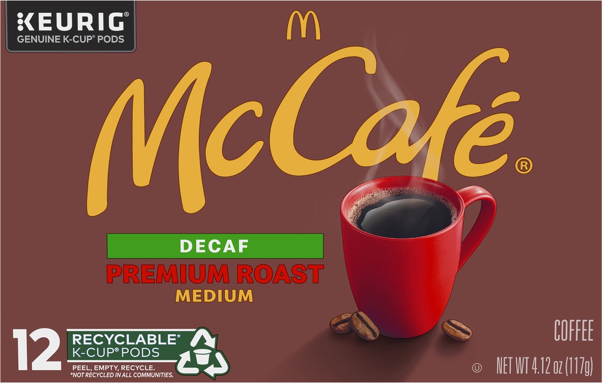slide 5 of 5, McCafé Premium Roast Decaf Coffee, Single Serve Keurig K-Cup Pods, Decaffeinated, 12 Count, 12 ct