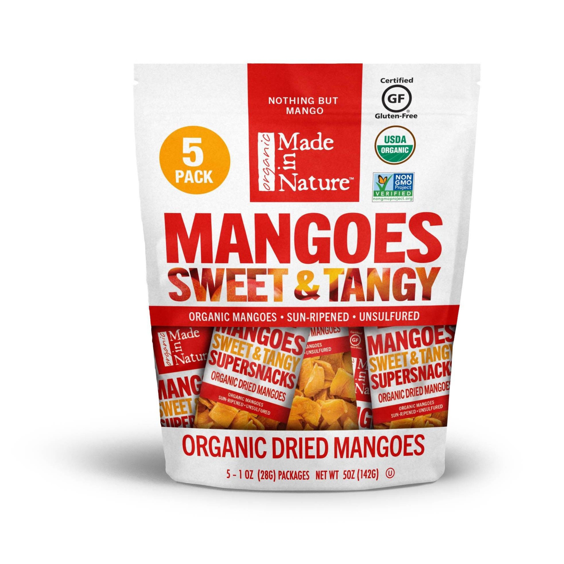 slide 1 of 5, Made In Nature Mango Snack Packs - 5ct/5oz, 5 ct; 5 oz