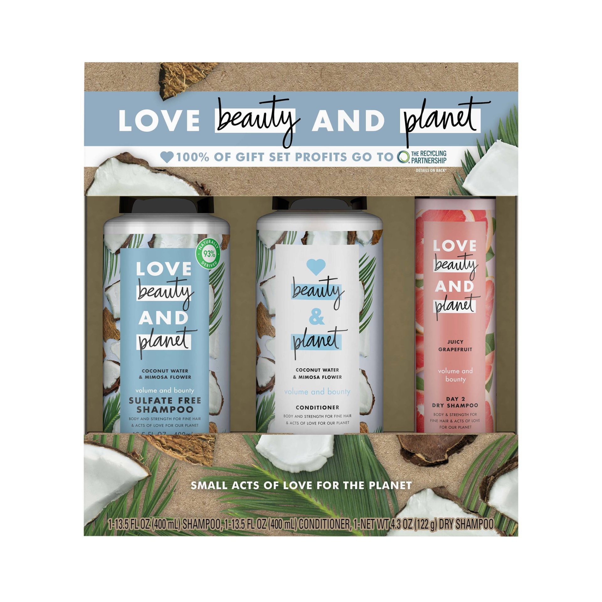 slide 1 of 7, Love Beauty And Planet Coconut Water Shampoo + Conditioner + Dry Shampoo Gift Pack, 1 ct