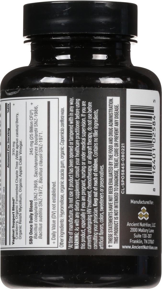 slide 5 of 9, Ancient Nutrition Once Daily Vaginal SBO Probiotics 30 Capsules, 30 ct
