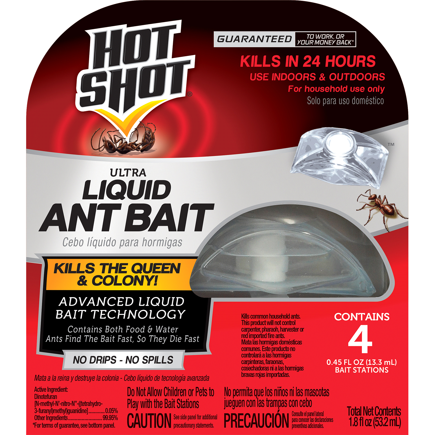 slide 1 of 2, Hot Shot Ultra Liquid Ant Bait 4 - 0.45 fl oz Bait Stations, 4 ct