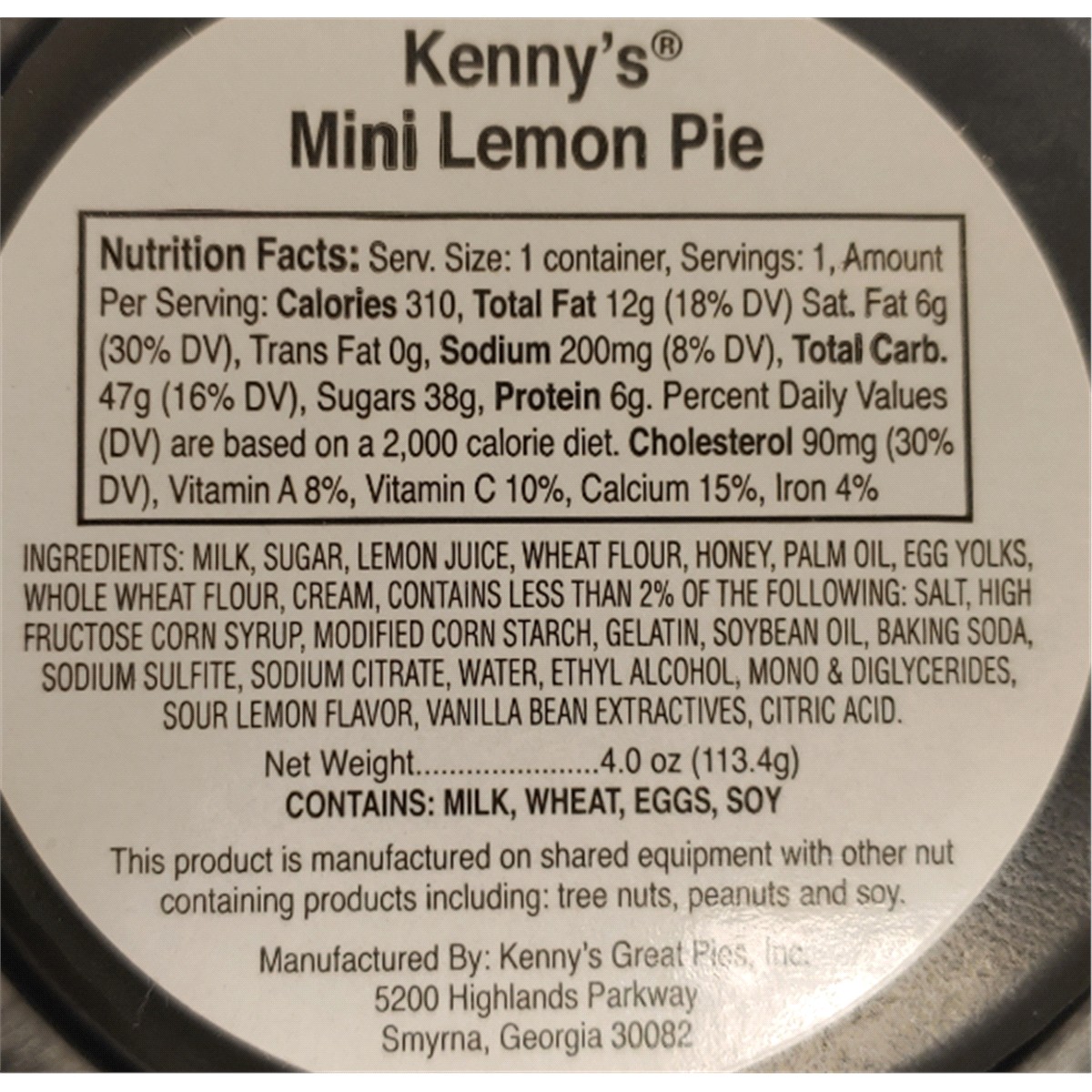 slide 2 of 2, Kenny's Mini Pie, Lemon 4oz., 4 oz