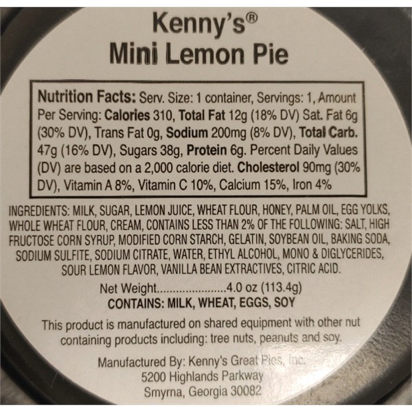 slide 4 of 5, Kenny's Mini Pie, Lemon 4oz., 4 oz