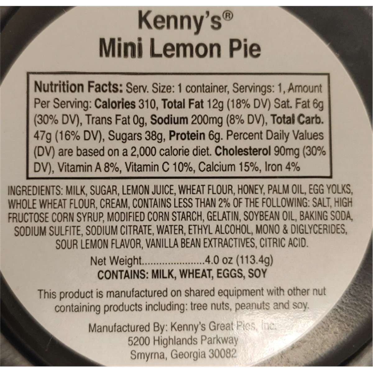 slide 5 of 5, Kenny's Mini Pie, Lemon 4oz., 4 oz