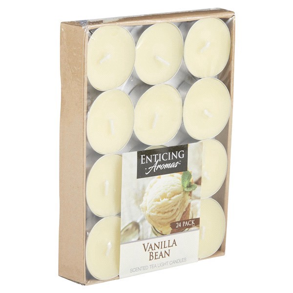 slide 21 of 29, Enticing Aromas Vanilla Bean Scented Tea Light Candles - Cream, 24 ct
