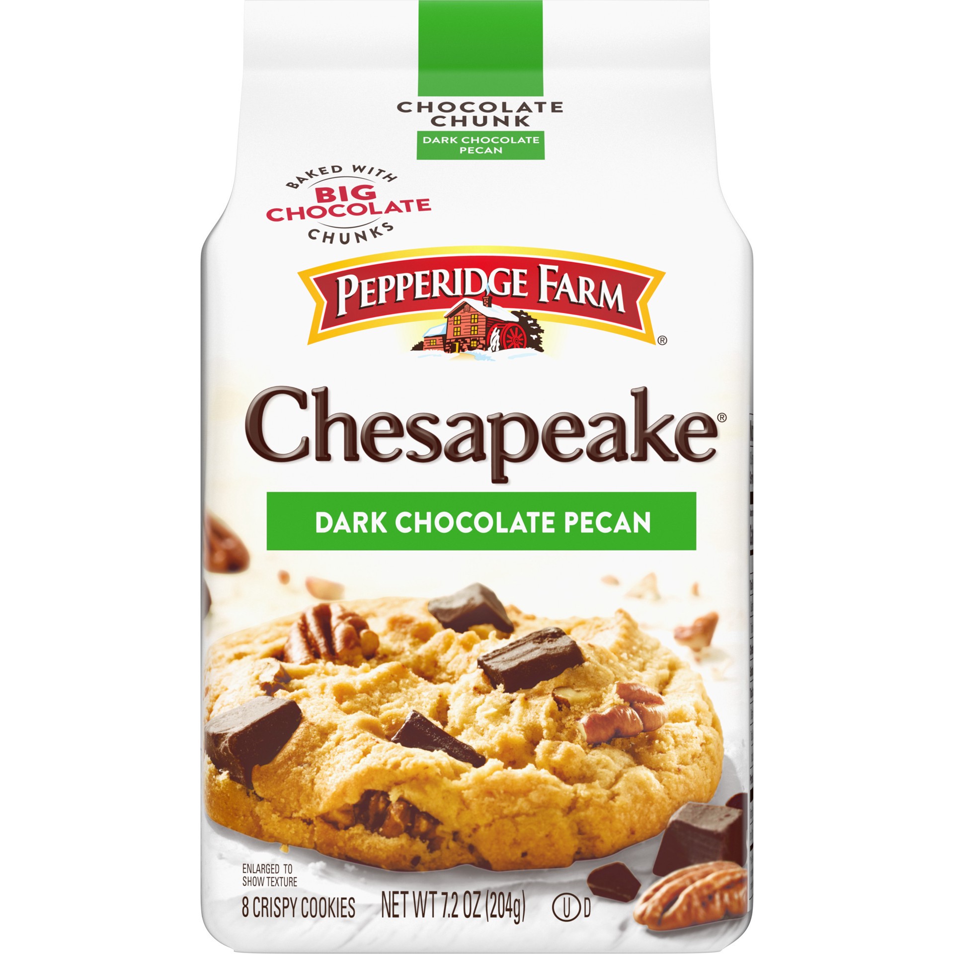 slide 1 of 9, Pepperidge Farm Chesapeake Crispy Dark Chocolate Pecan Cookies, 7.2 Oz Bag (8 Cookies), 7.2 oz